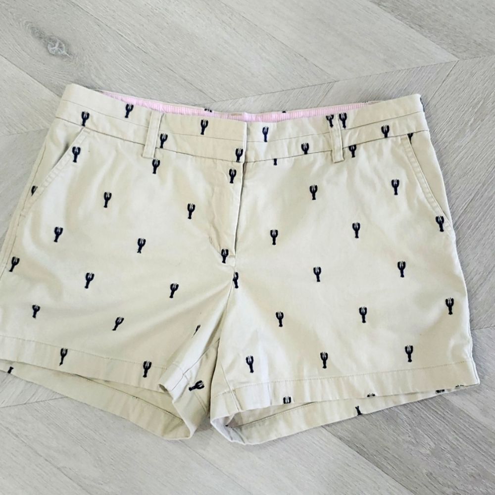 BRITISH KHAKI • Navy/ Tan Preppy Lobster Chino Womans Shorts Size 10